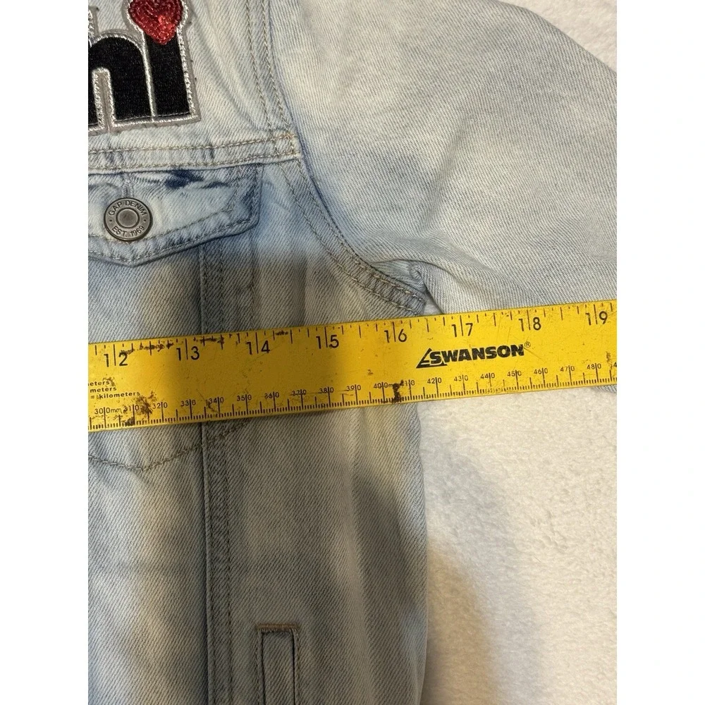 Gap Kids XL Emoji Patch Denim Jacket Light Wash Girl‎ 12-13Y Sequin Fun SPR18